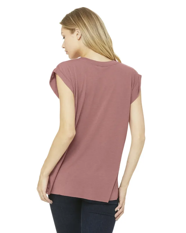 Bella + Canvas Ladies' Flowy Muscle T-Shirt with Rolled Cuff — view 28