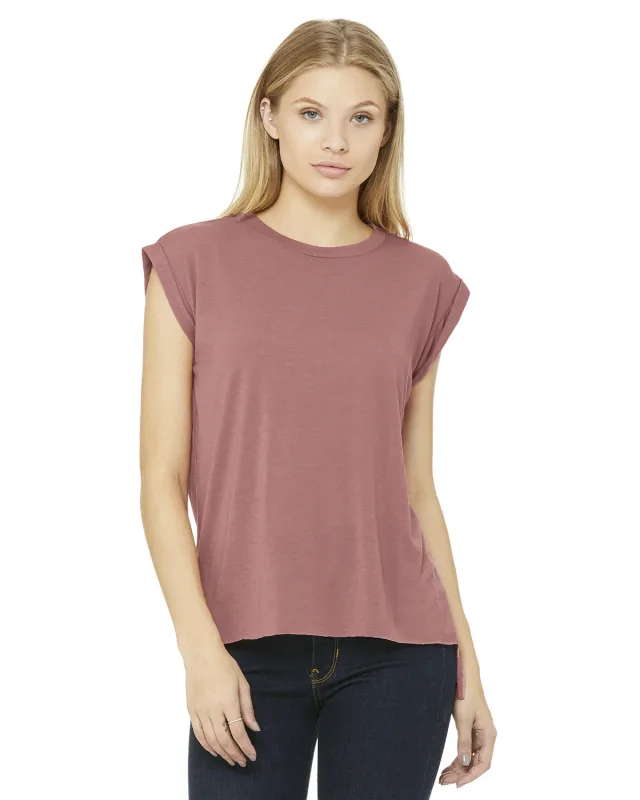 Bella + Canvas Ladies' Flowy Muscle T-Shirt with Rolled Cuff — view 29