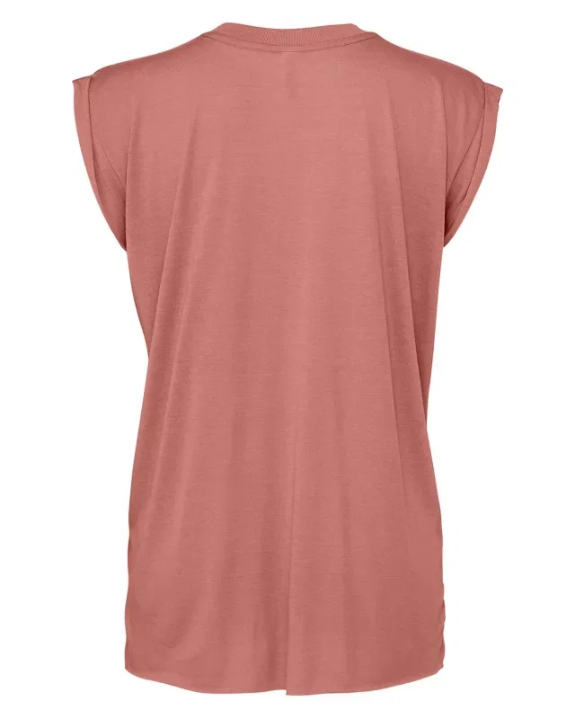 Bella + Canvas Ladies' Flowy Muscle T-Shirt with Rolled Cuff — view 30