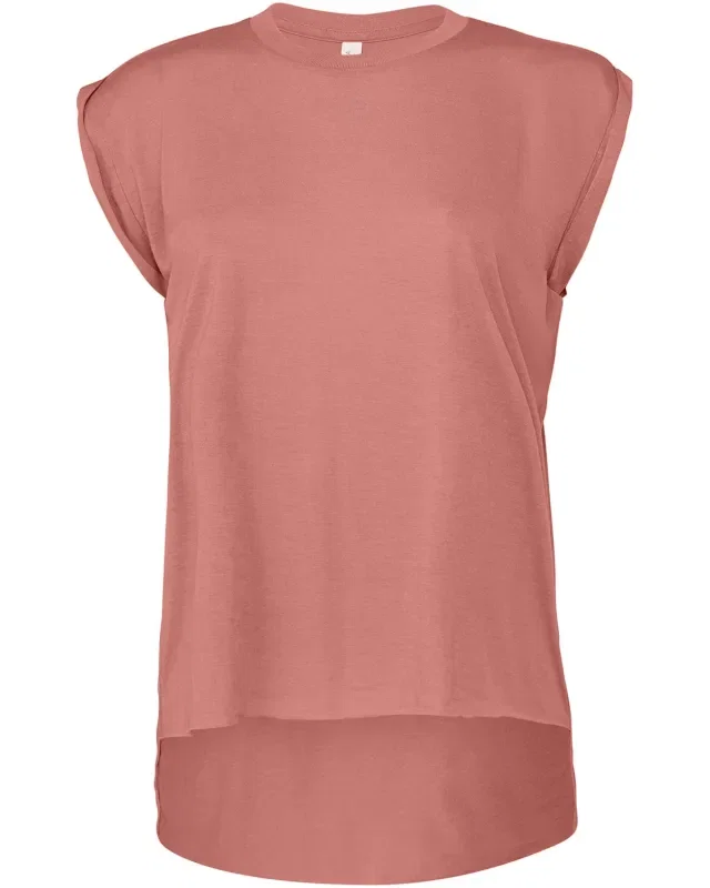 Bella + Canvas Ladies' Flowy Muscle T-Shirt with Rolled Cuff — view 32
