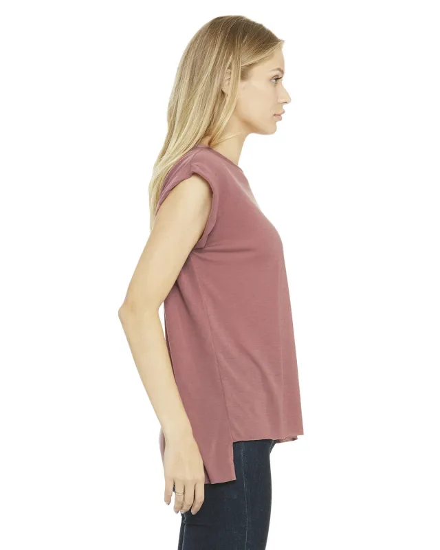 Bella + Canvas Ladies' Flowy Muscle T-Shirt with Rolled Cuff — view 34