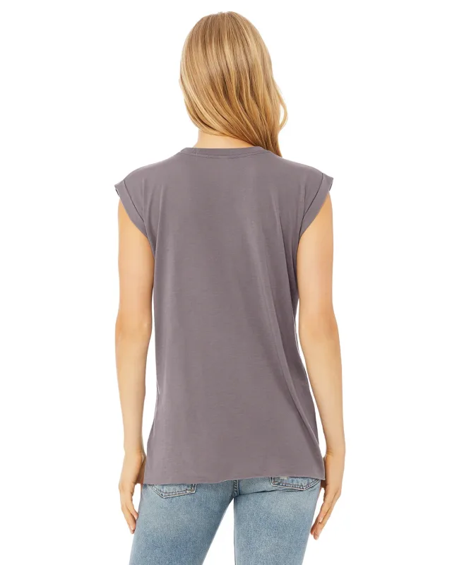 Bella + Canvas Ladies' Flowy Muscle T-Shirt with Rolled Cuff — view 35