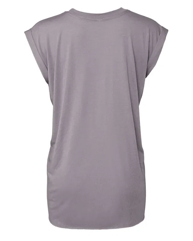 Bella + Canvas Ladies' Flowy Muscle T-Shirt with Rolled Cuff — view 37
