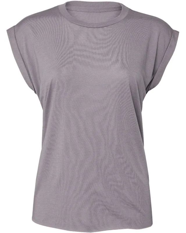 Bella + Canvas Ladies' Flowy Muscle T-Shirt with Rolled Cuff — view 39