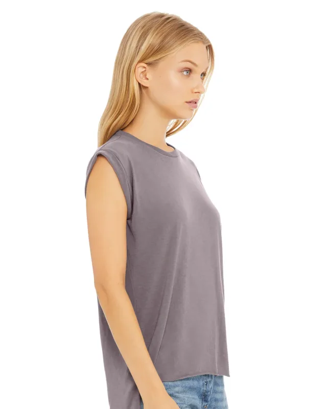 Bella + Canvas Ladies' Flowy Muscle T-Shirt with Rolled Cuff — view 40