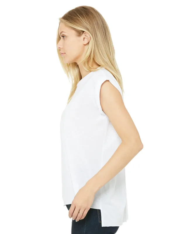 Bella + Canvas Ladies' Flowy Muscle T-Shirt with Rolled Cuff — view 6