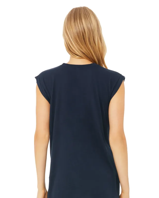 Bella + Canvas Ladies' Flowy Muscle T-Shirt with Rolled Cuff — view 7