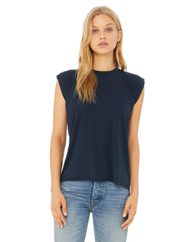 Bella + Canvas Ladies' Flowy Muscle T-Shirt with Rolled Cuff — view 8