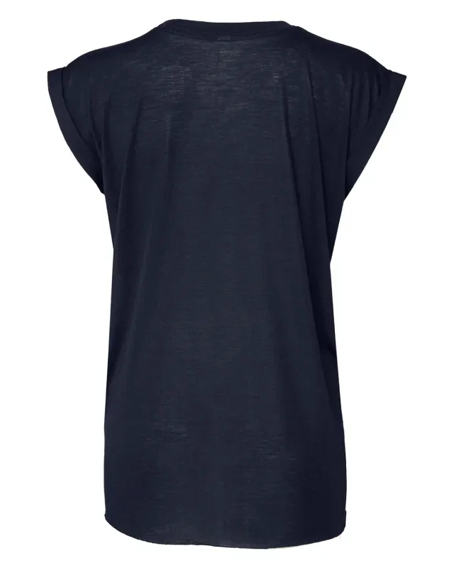 Bella + Canvas Ladies' Flowy Muscle T-Shirt with Rolled Cuff — view 9