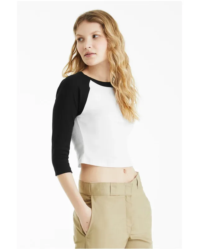 Bella + Canvas Ladies' Micro Ribbed Three-Quarter Raglan Baby T-Shirt — view 12