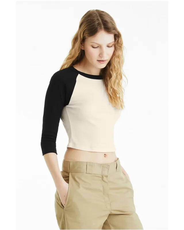 Bella + Canvas Ladies' Micro Ribbed Three-Quarter Raglan Baby T-Shirt — view 36