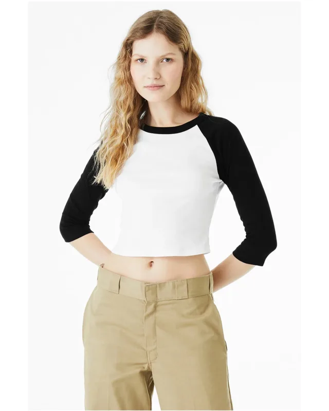Bella + Canvas Ladies' Micro Ribbed Three-Quarter Raglan Baby T-Shirt — view 8