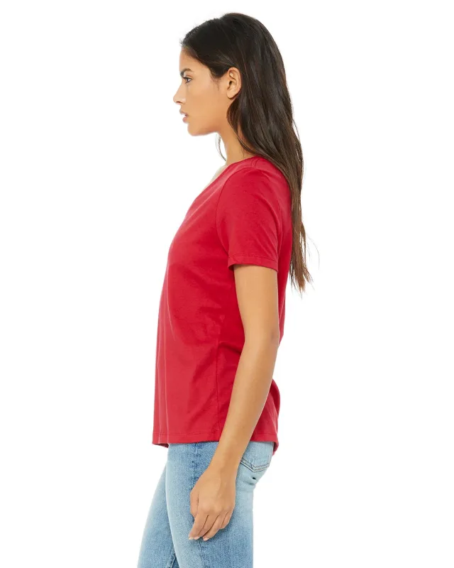 Bella + Canvas Ladies' Relaxed Jersey V-Neck T-Shirt — view 15