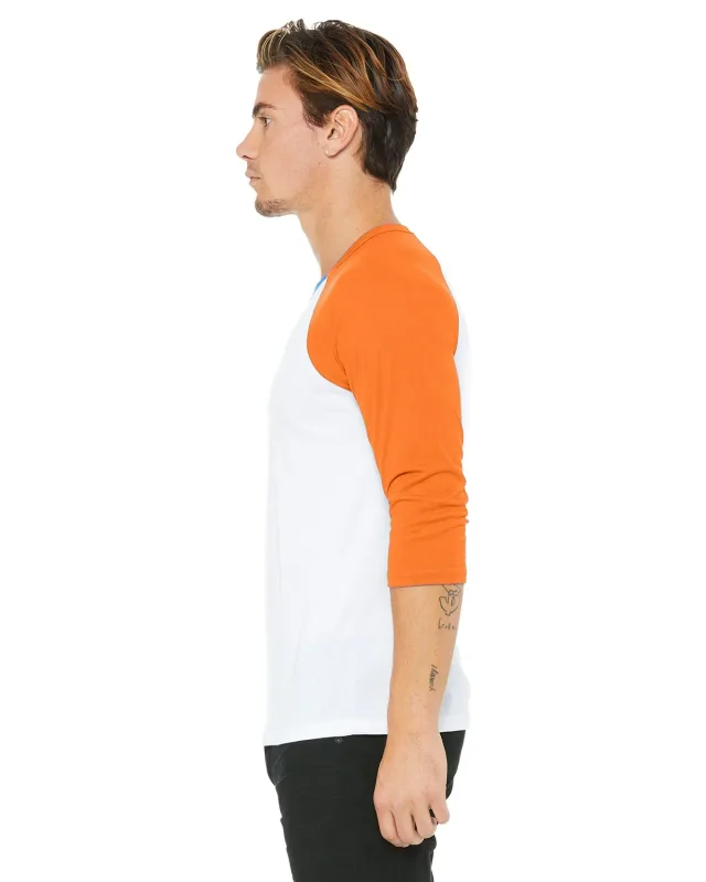 Bella + Canvas Unisex Three-Quarter Sleeve Baseball T-Shirt — view 122