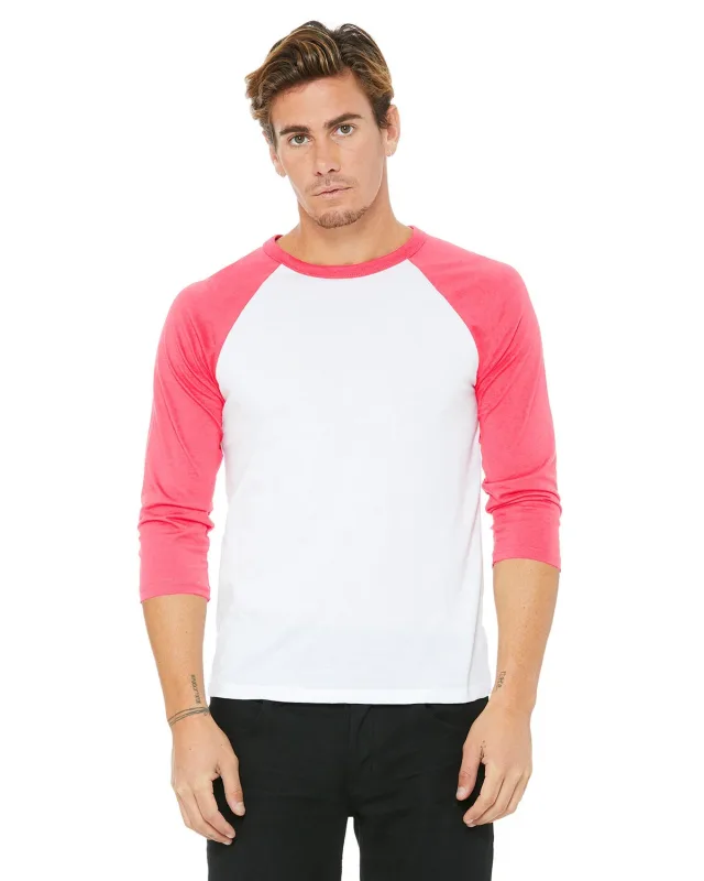 Bella + Canvas Unisex Three-Quarter Sleeve Baseball T-Shirt — view 124