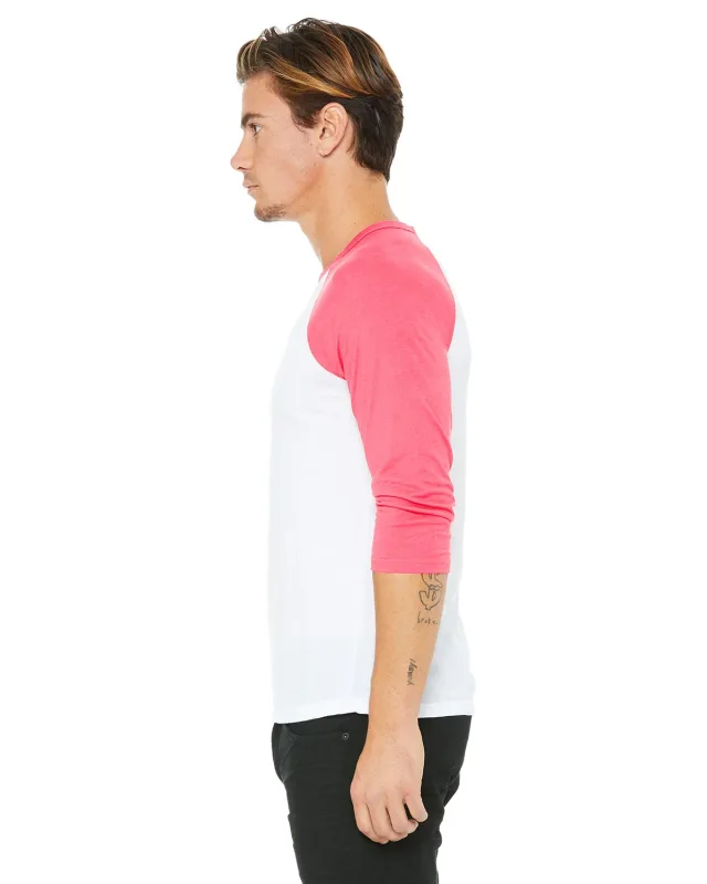 Bella + Canvas Unisex Three-Quarter Sleeve Baseball T-Shirt — view 128