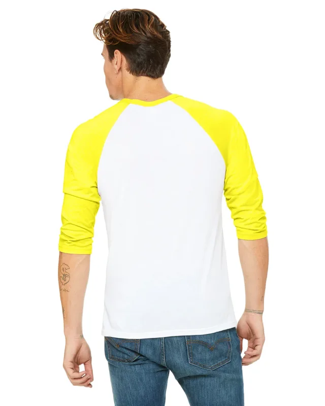 Bella + Canvas Unisex Three-Quarter Sleeve Baseball T-Shirt — view 129