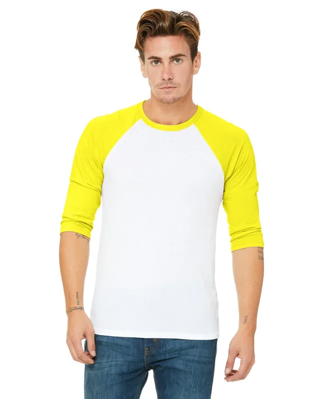 Bella + Canvas Unisex Three-Quarter Sleeve Baseball T-Shirt — view 130