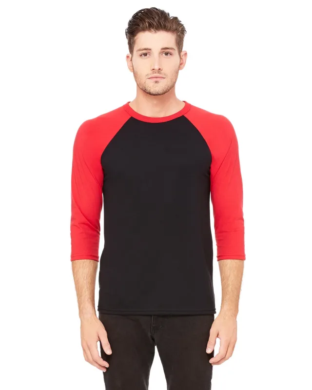 Bella + Canvas Unisex Three-Quarter Sleeve Baseball T-Shirt — view 2
