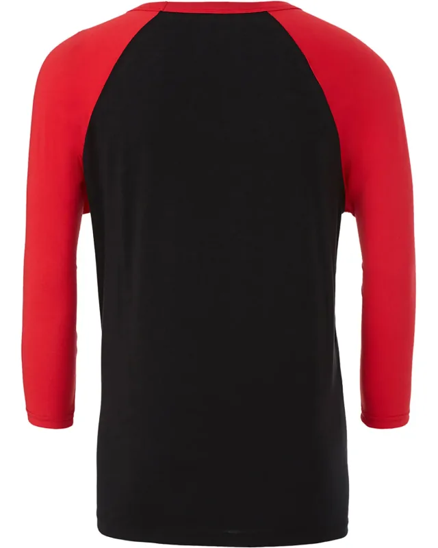 Bella + Canvas Unisex Three-Quarter Sleeve Baseball T-Shirt — view 3