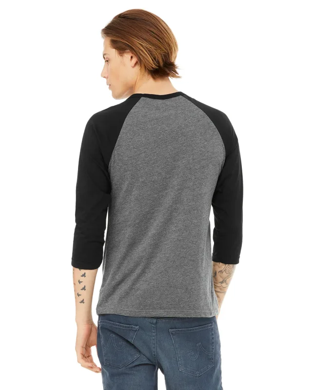 Bella + Canvas Unisex Three-Quarter Sleeve Baseball T-Shirt — view 45