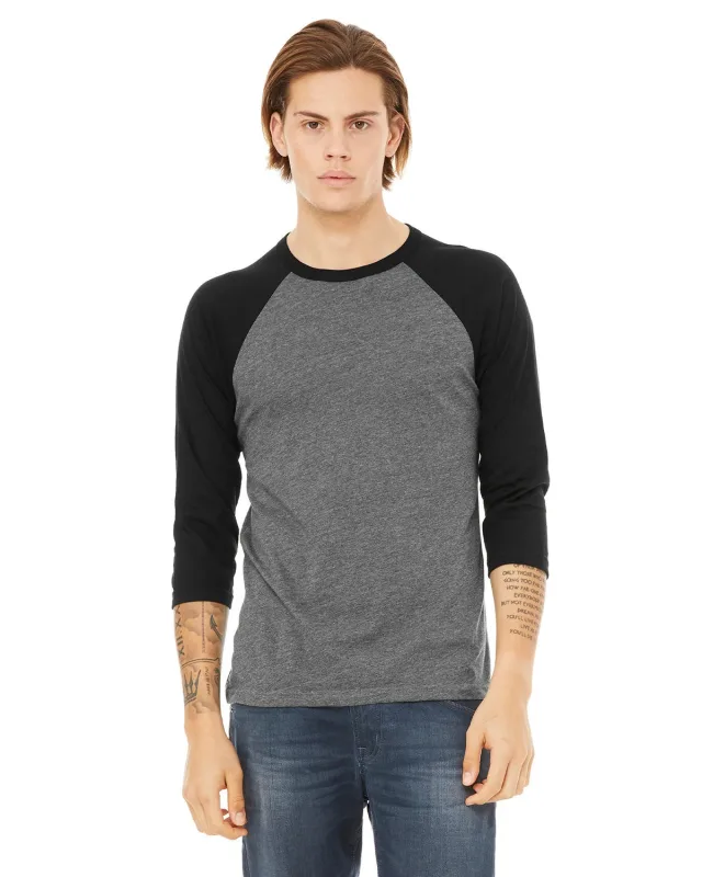 Bella + Canvas Unisex Three-Quarter Sleeve Baseball T-Shirt — view 46