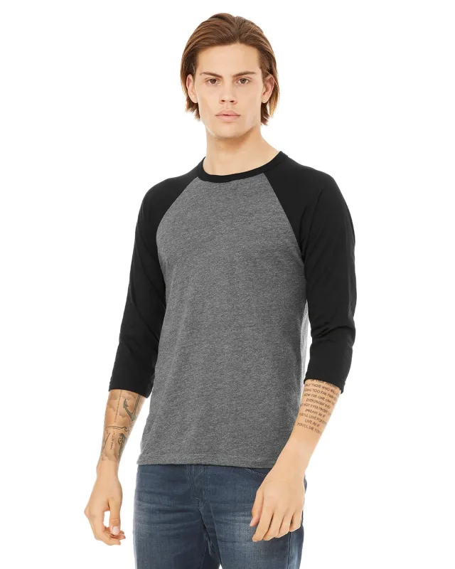 Bella + Canvas Unisex Three-Quarter Sleeve Baseball T-Shirt — view 50
