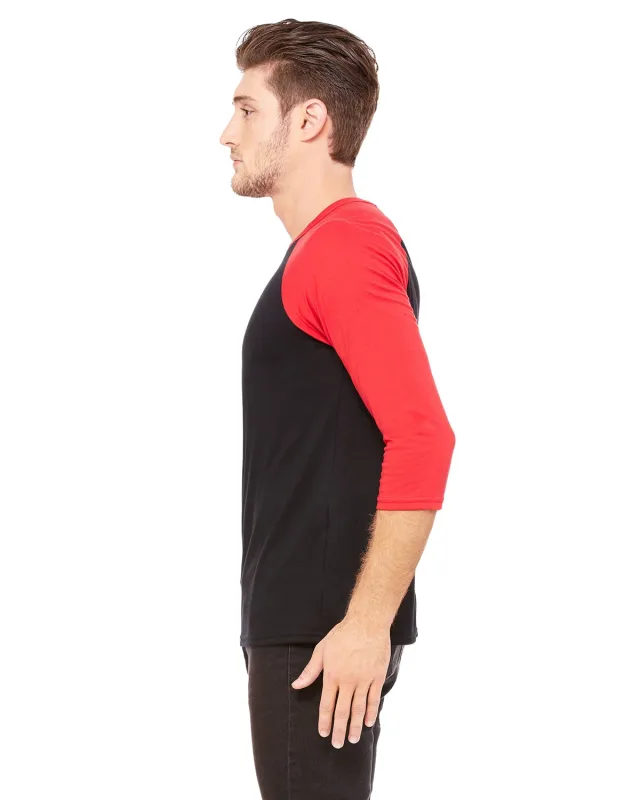 Bella + Canvas Unisex Three-Quarter Sleeve Baseball T-Shirt — view 6