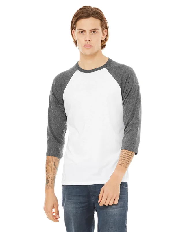 Bella + Canvas Unisex Three-Quarter Sleeve Baseball T-Shirt — view 82