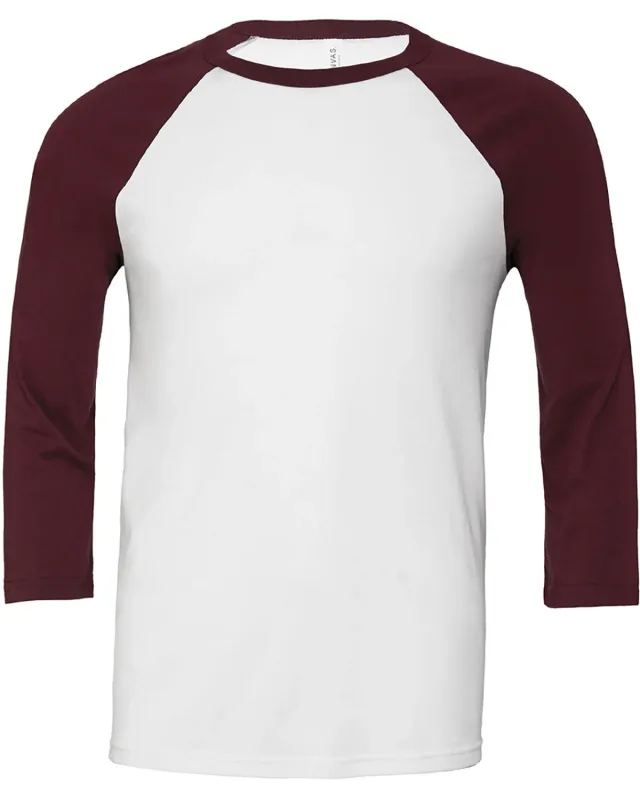 Bella + Canvas Unisex Three-Quarter Sleeve Baseball T-Shirt — view 91