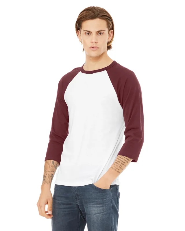 Bella + Canvas Unisex Three-Quarter Sleeve Baseball T-Shirt — view 92