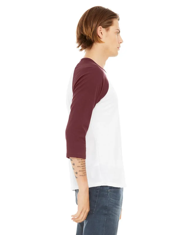Bella + Canvas Unisex Three-Quarter Sleeve Baseball T-Shirt — view 93