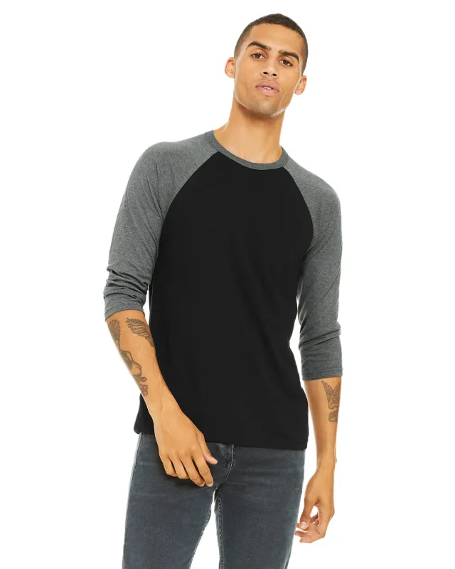 Bella + Canvas Unisex Three-Quarter Sleeve Baseball T-Shirt — view 95