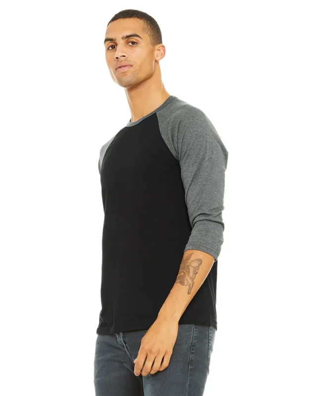 Bella + Canvas Unisex Three-Quarter Sleeve Baseball T-Shirt — view 96