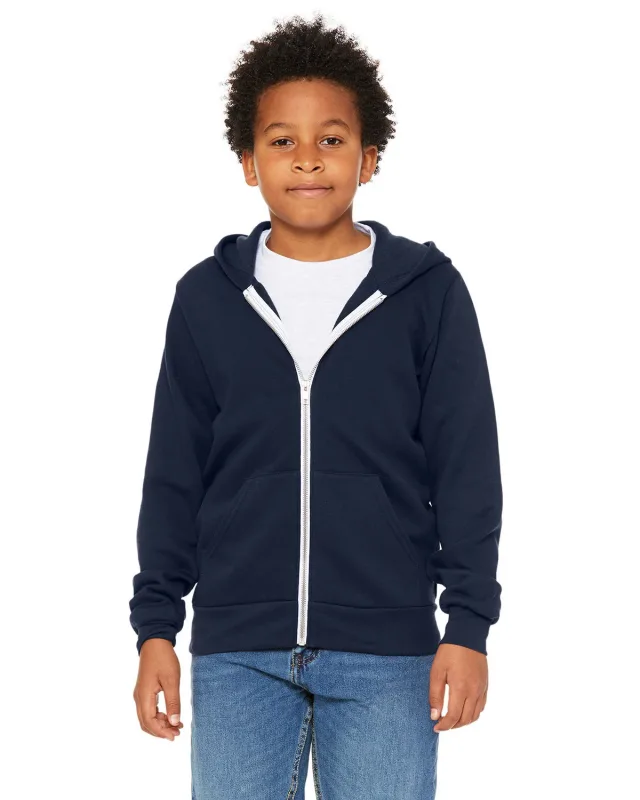 Bella + Canvas Youth Sponge Fleece Full-Zip Hooded Sweatshirt — view 11