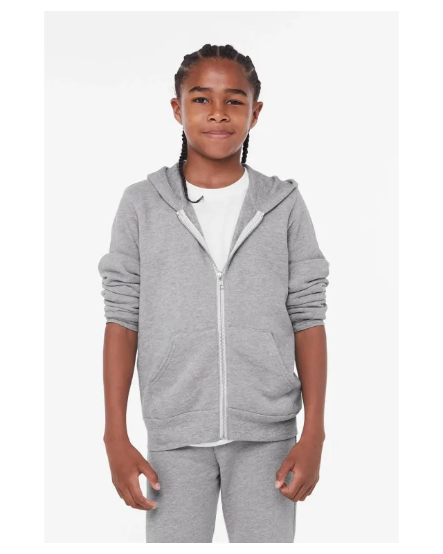 Bella + Canvas Youth Sponge Fleece Full-Zip Hooded Sweatshirt — view 2
