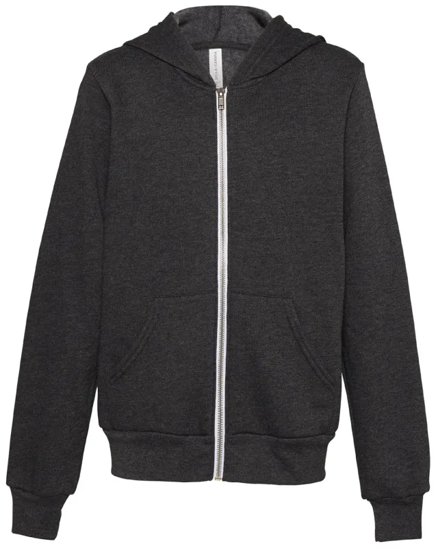 Bella + Canvas Youth Sponge Fleece Full-Zip Hooded Sweatshirt — view 20