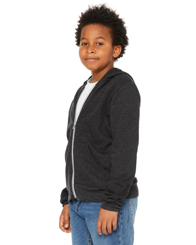 Bella + Canvas Youth Sponge Fleece Full-Zip Hooded Sweatshirt — view 21