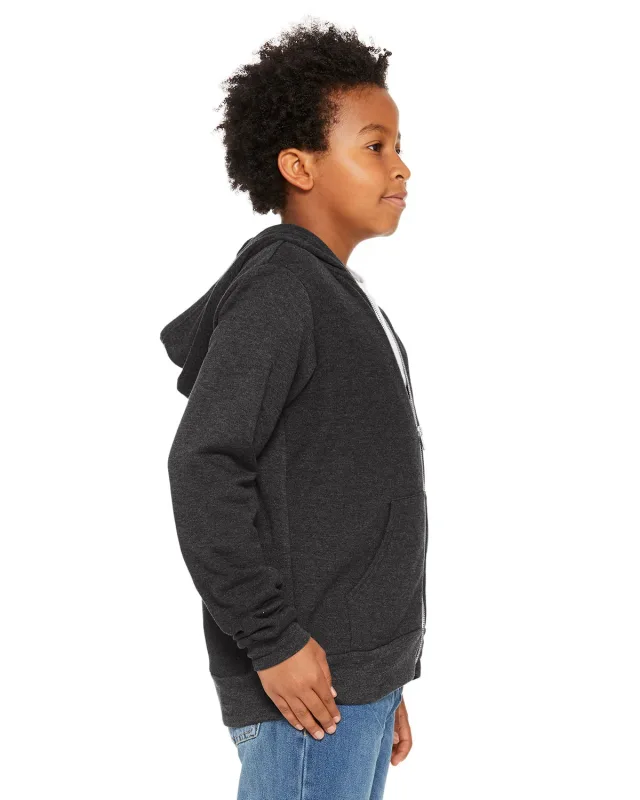 Bella + Canvas Youth Sponge Fleece Full-Zip Hooded Sweatshirt — view 22