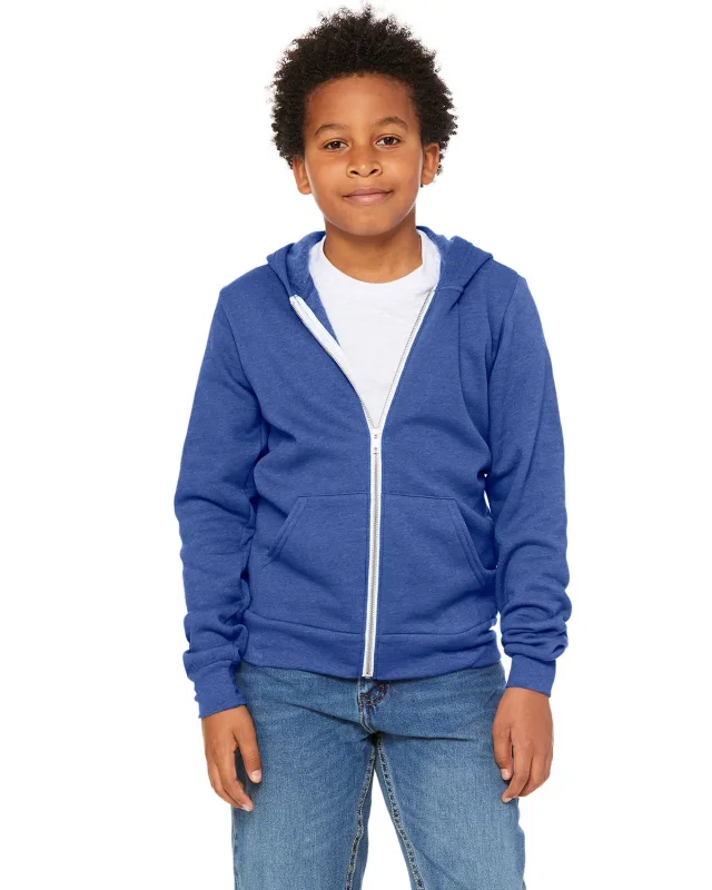 Bella + Canvas Youth Sponge Fleece Full-Zip Hooded Sweatshirt — view 24