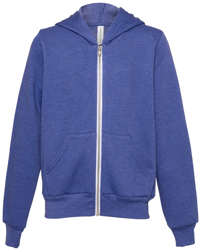 Bella + Canvas Youth Sponge Fleece Full-Zip Hooded Sweatshirt — view 27