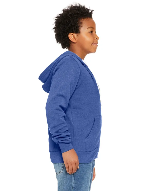 Bella + Canvas Youth Sponge Fleece Full-Zip Hooded Sweatshirt — view 28