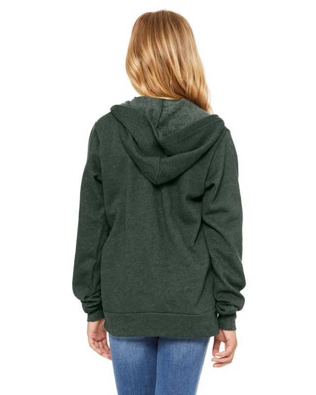 Bella + Canvas Youth Sponge Fleece Full-Zip Hooded Sweatshirt — view 29