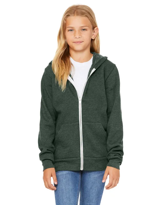 Bella + Canvas Youth Sponge Fleece Full-Zip Hooded Sweatshirt — view 30