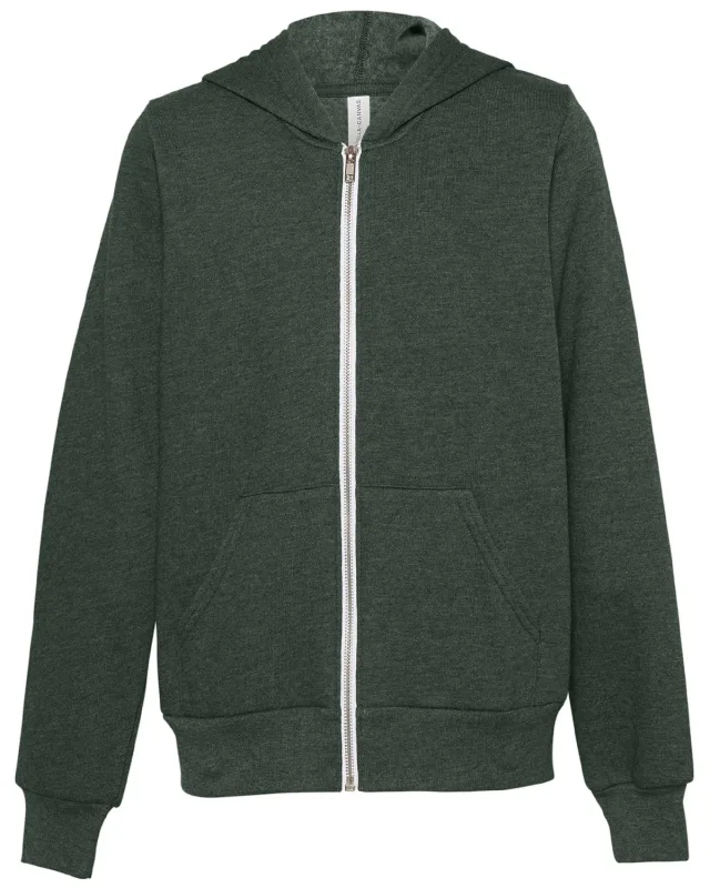Bella + Canvas Youth Sponge Fleece Full-Zip Hooded Sweatshirt — view 33