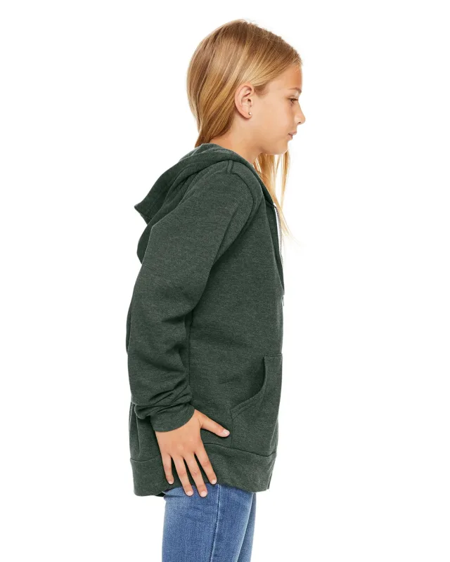 Bella + Canvas Youth Sponge Fleece Full-Zip Hooded Sweatshirt — view 34