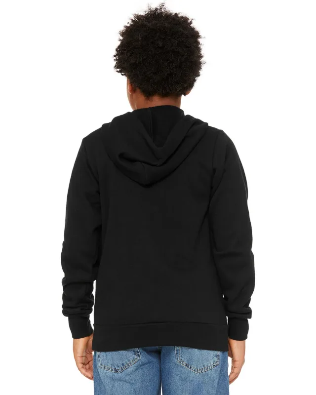 Bella + Canvas Youth Sponge Fleece Full-Zip Hooded Sweatshirt — view 4