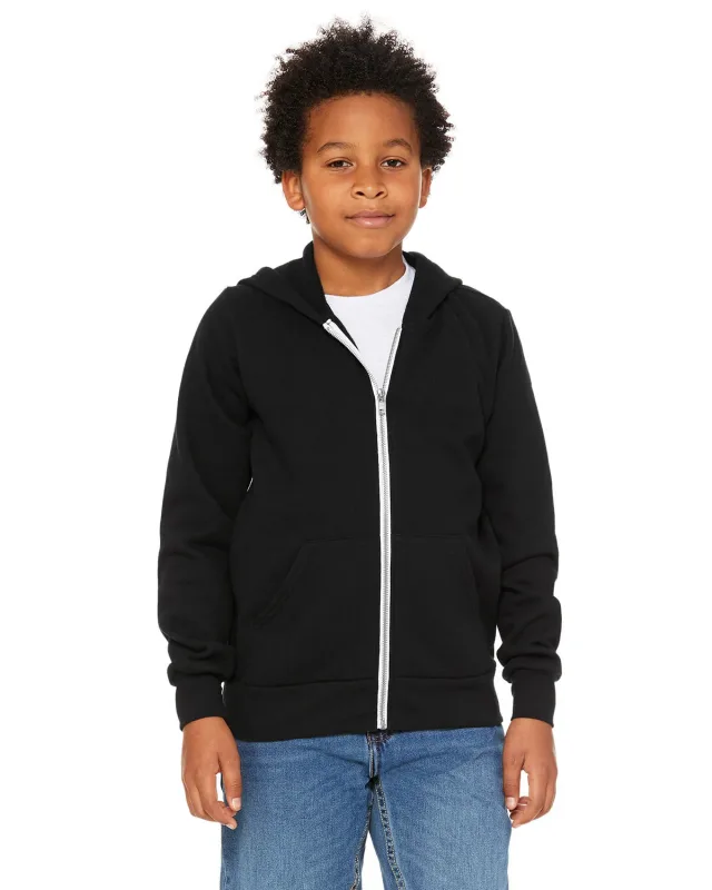 Bella + Canvas Youth Sponge Fleece Full-Zip Hooded Sweatshirt — view 5