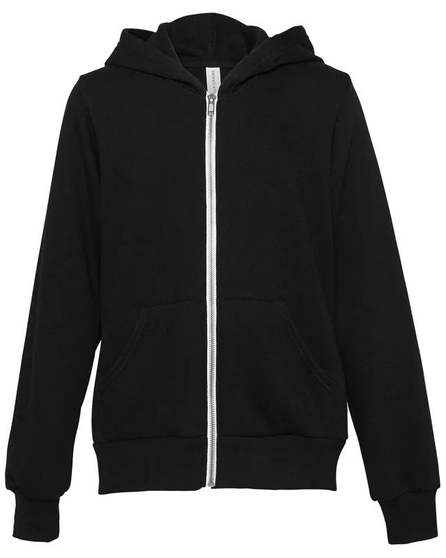 Bella + Canvas Youth Sponge Fleece Full-Zip Hooded Sweatshirt — view 8