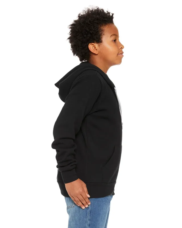 Bella + Canvas Youth Sponge Fleece Full-Zip Hooded Sweatshirt — view 9